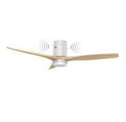 Energy Sistem SoundAir Speaker Ventilador de Techo con Luz - Motor DC - Altavoz 5W - Modo Sleep y Modo Breeze - Luz LED 1800lm con 3 Tonos de Temperatura - Mando a Distancia - Color Blanco/Madera