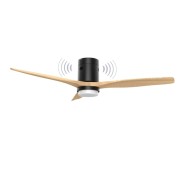 Energy Sistem SoundAir Speaker Ventilador de Techo con Luz - Motor DC - Altavoz 5W - Modo Sleep y Modo Breeze - Luz LED 1800lm con 3 Tonos de Temperatura - Mando a Distancia - Color Negro/Madera