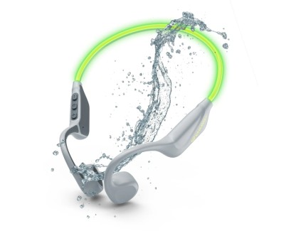 Energy Sistem VibeWave Auriculares Deportivos - Bluetooth 5.4 - Conexion Multipunto - Proteccion Contra Sudor y Salpicaduras - Diadema de Goma Secure-Fit - Microfono - 15h Autonomia - Iluminacion LED - Asistente de Voz - Color Gris