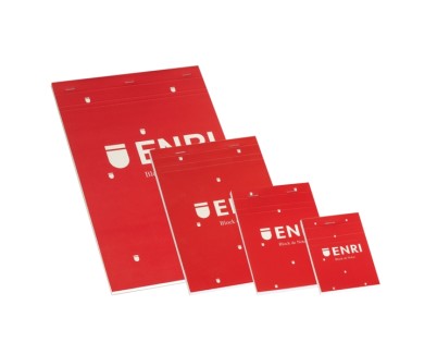 Enri Bloc de Notas Grapado 80 Hojas Cuadricula 4x4mm - Tamaño A5 - Tapa Blanda Color Rojo