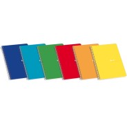 Enri Cuaderno Espiral Tamaño Folio Pauta 3 - 80 Hojas con Margen - Tapa Dura Resistente - Colores Surtidos