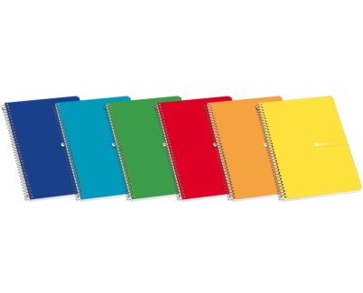 Enri Cuaderno Espiral Tama&ntilde;o Folio Pauta 3 - 80 Hojas con Margen - Tapa Dura Resistente - Colores Surtidos