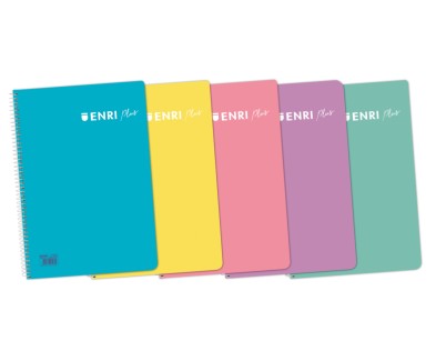 Enri Plus 4&ordm; Cuaderno Espiral 4x4 - Tapa de Plastico - 80 Hojas 90gr - Colores Surtidos