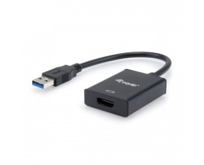 Equip Adaptador USB 3.0 a HDMI - Tasa de Transferencia 5 Gbit/s - Maxima Resolucion 1920x1080p - Color Negro