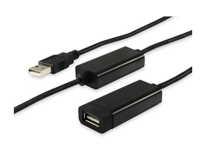 Equip Cable Alargador USB 2.0 Activo - Doble Blindaje - Longitud 15m - Color Negro