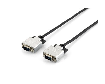 Equip Cable VGA Alargador 2 x HDB15 VGA Macho - Carcasas Metalicas - Tornillos Moleteados - Longitud 5 m. - Color Negro