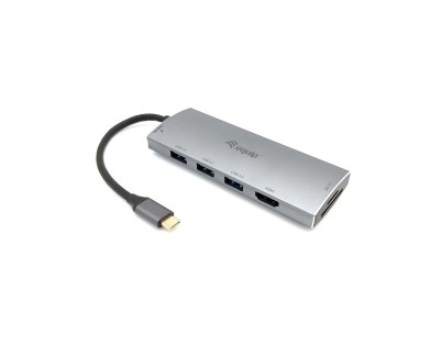 Equip Hub USB-C con 3x USB 3.0, 1x USB-C, 1x HDMI, Lector de Tarjetas SD y TF - Velocidad de hasta 5Gbps - Carcasa de Aluminio