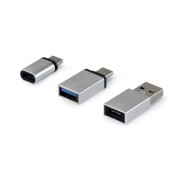 Equip Pack de 3 Adaptadores USB-C - 1x USB-C Macho a MicroUSB Hembra, 1x USB-C Macho a USB-A hembra, 1x USB-A macho a USB-C hembra