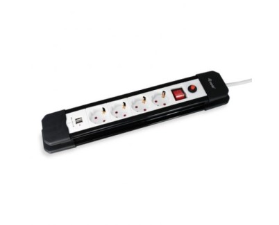 Equip Regleta Alimentacion - 4 Tomas Schuko + 2 USB - Interruptor On/Off - Cable de 1.50m