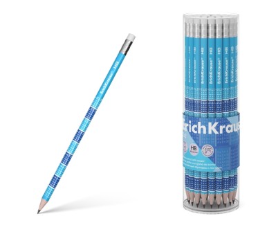 Erichkrause 2x2 Lapiz de Grafito HB con Goma de Borrar - Madera Seleccionada - Decorado con las Tablas de Multiplicar - Facil Afilado - Color Azul