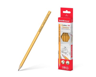Erichkrause Amber 100 HB Lapiz de Grafito Hexagonal HB - Madera Seleccionada - Alta Resistencia al Impacto - Facil Afilado