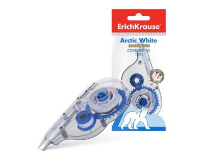 Erichkrause Arctic White Cinta Correctora 5mmx8m - Secado Inmediato - Permite Escritura Sobre la Correccion - Control de Cinta - Color Blanco