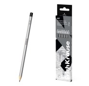 ErichKrause Art Pack de 6 Lapices de Grafito - Durezas Surtidas 2H-4B - Cuerpo Hexagonal - Facil Afilado - Agarre Ergonomico - Color Plata