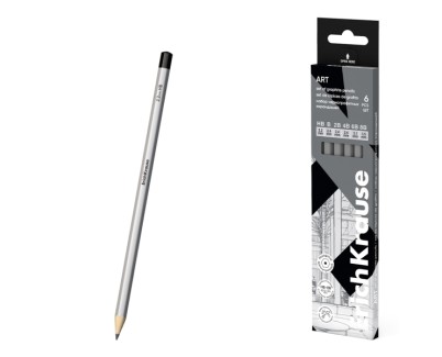 ErichKrause Art Pack de 6 Lapices de Grafito - Durezas Surtidas HB-8B - Cuerpo Hexagonal - Mina Resistente - Agarre Ergonomico - Color Plata