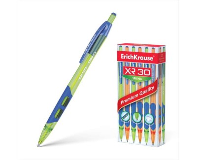Erichkrause Boligrafo Automatico Xr-30 Spring - Cuerpo Translucido de Colores Neon - Punta de 07mm - Tinta de Secado Rapido - Color Azul
