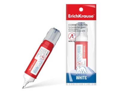 Erichkrause Boligrafo Corrector Arctic White - Punta de Plastico para Correcciones Puntuales - Resultado Excelente con Todos los Tipos y Colores de Tinta - Resistente al Frio - Color Blanco
