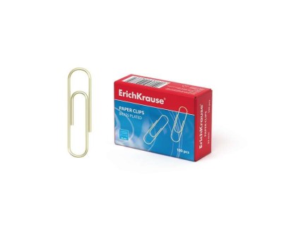 Erichkrause Caja de 100 Clips 33mm - Chapados en Laton - Alta Resistencia y Durabilidad - Resistente a la Corrosion - Color Dorado