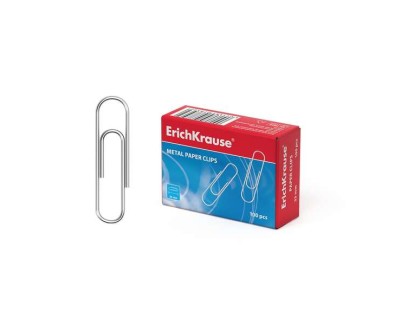 Erichkrause Caja de 100 Clips Metalicos 33mm - Acero Revestido de Zinc - Alta Resistencia y Durabilidad - Color Acero