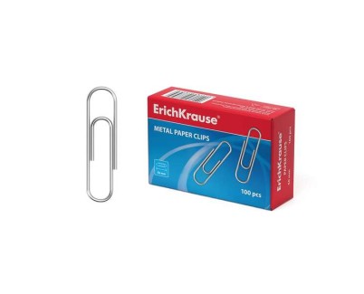 Erichkrause Caja de 100 Clips Metalicos 50mm - Alta Resistencia y Durabilidad - Resistente a la Corrosion - Sin Manchas ni Arañazos - Color Plateado