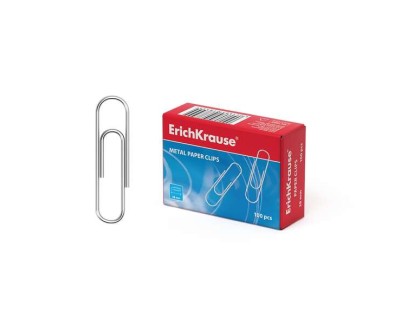 Erichkrause Caja de 100 Clips Metalicos Galvanizados 28mm - Alta Resistencia y Durabilidad - Resistentes a la Corrosion - Color Plateado