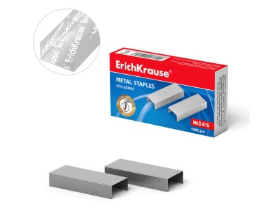 Erichkrause Caja de 1000 Grapas 24/6 Galvanizadas - Alambre de Acero - Alta Calidad - Resistente a la Corrosion