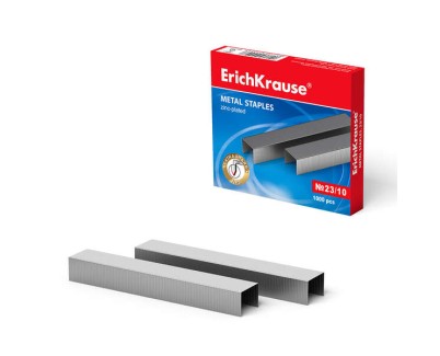 Erichkrause Caja de 1000 Grapas Nº23/10 - Alta Calidad y Resistencia Mejorada - Resistente a la Corrosion - Color Plateado