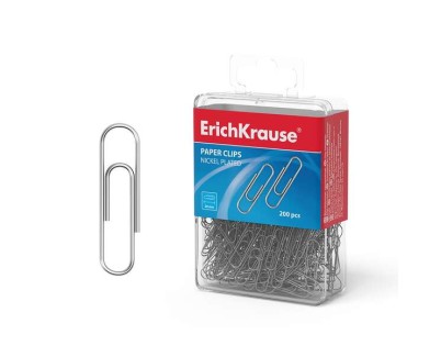Erichkrause Caja de 200 Clips Metalicos Niquelados 28mm - Alta Resistencia y Durabilidad - Resistentes a la Corrosion - Color Pata