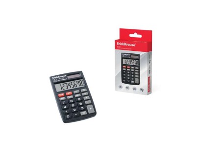 Erichkrause Calculadora Electronica de 8 Digitos - Pantalla LCD de 8 Digitos - Funciones de Calculo Avanzadas - Memoria - Bateria Alcalina - Estuche de Plastico - Color Negro