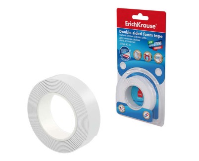 Erichkrause Cinta Adhesiva de Espuma Doble Cara 15mmx1mmx2m - Alta Adherencia - Color Blanco