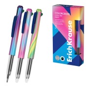 ErichKrause Colorcross Matic Cool Ray Boligrafo 3 en 1 - Punta de 0.7mm - Tinta Azul - Tinta Negra - Tinta Verde - Trazo 0.28mm - Colores Surtidos