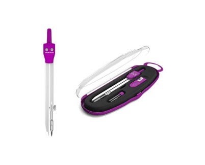 Erichkrause Compases Metalicos Conjunto de Instrumentos School 135mm - Radio Maximo 21 cm - Incluye Afilador y Mina de Recambio - Colores Neon - Estuche de Plastico - Caja de Plastico con Colgador