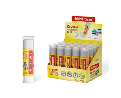 Erichkrause Crystal Pegamento en Barra Super Fuerte 15gr - Consumo Economico - Adhesion Rapida y Fiable - Color Transparente