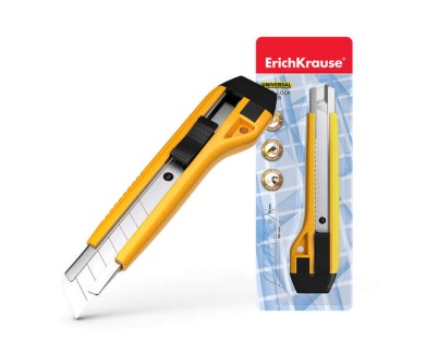 Erichkrause Cuter con Fijador Automatico Universal - Sistema de Retencion de Cuchilla Autobloqueo - Partidor Incorporado - Cuchilla Segmentada de Acero Resistente al Desgaste - Color Azul