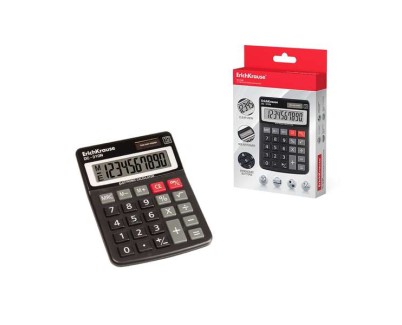 Erichkrause DC-310N Calculadora de Sobremesa con Pantalla LCD de 10 Digitos - Funciones de Calculo Avanzadas - Alimentacion Pilas y Solar - Color Negro