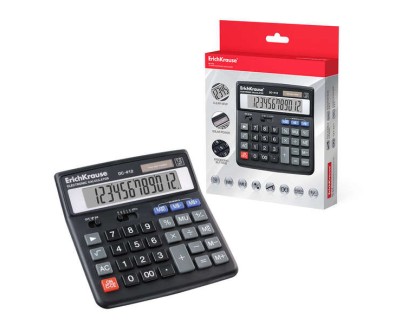 Erichkrause DC-412 Calculadora de Sobremesa - Pantalla LCD de 12 Digitos - Memoria Doble - Funciones de Calculo Avanzadas - Color Negro