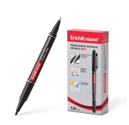 Erichkrause Double P-80 Doble Cara Marcador Permanente - Universal y Fineliner 2 en 1 - Tinta a Base de Alcohol Resistente al Agua y a los Rayos UV - Secado Rapido - No Toxico - Vida Util de 5 Años - Color Negro