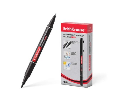 Erichkrause Double P-80 Doble Cara Marcador Permanente - Universal y Fineliner 2 en 1 - Tinta a Base de Alcohol Resistente al Agua y a los Rayos UV - Secado Rapido - No Toxico - Vida Util de 5 Años - Colorido