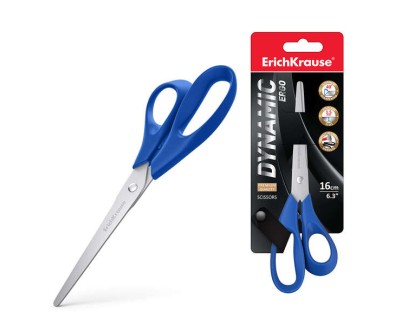 Erichkrause Dynamic Tijeras con Cuchillas de Acero Inoxidable 16cm - Afilado Doble Avanzado - Resistente a la Corrosion - Mangos Ergonomicos - Colores surtidos Aleatorios