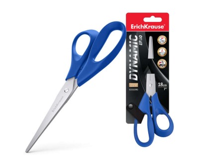 Erichkrause Dynamic Tijeras con Cuchillas de Acero Inoxidable 18cm - Afilado Doble Avanzado - Resistente a la Corrosion - Mangos Ergonomicos - Colores surtidos Aleatorios