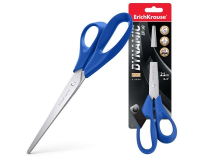 Erichkrause Dynamic Tijeras de Acero Inoxidable 21cm - Afilado Doble Avanzado - Resistente a la Corrosion - Mangos Ergonomicos - Colores Aleatorios