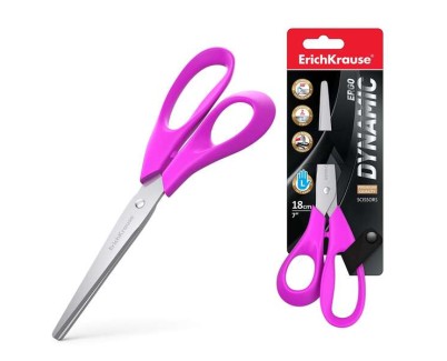 Erichkrause Dynamic Tijeras de Acero Inoxidable para Zurdos de 18cm - Afilado Doble - Resistente a la Corrosion - Mangos Ergonomicos - Colores Surtidos Aleatorios