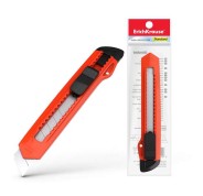 Erichkrause EasyCut Cuter con Fijador Push-Lock Standard 18mm - Sistema de Sujecion de Cuchilla con Seguro de Empuje - Cuchilla Segmentada de Acero - Color Aleatorio Naranja/Amarillo
