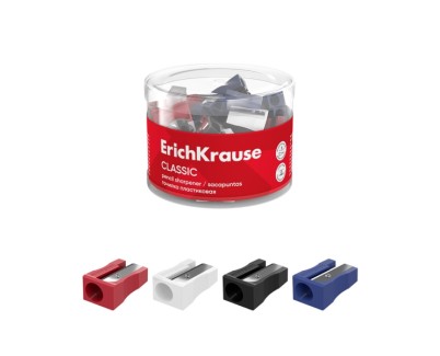 ErichKrause EasySharp Classic Sacapuntas de Plastico - Cuchilla Niquelada de Acero al Carbono - Orificio de 8mm - Colores Surtidos