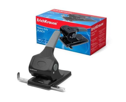ErichKrause Elegance Classic Perforadora de Gruesos - Perfora hasta 70 Hojas - Orificios de 5,5mm - Mecanismo de Acero de Alta Calidad - Color Negro/Gris