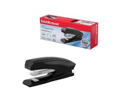 Erichkrause Elegance Grapadora de Sobremesa para Grapas N&ordm;10 - Grapa hasta 20 Hojas - Quitagrapas Incorporado - Grapado Cerrado - Color Negro