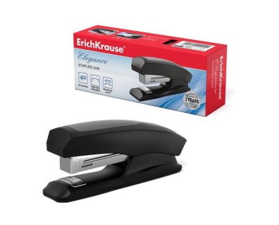 Erichkrause Elegance Half-Strip Grapadora de Sobremesa - Grapa hasta 30 Hojas - Grapado Abierto y Cerrado - Admite Grapas 24/6 y 26/6 - Resistente a Golpes - Color Negro