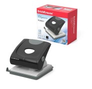 Erichkrause Elegance Perforadora - Perfora Hasta 30 Hojas - Bandeja de Confeti - Barra Guia con Marcas de Formato - Color Negro