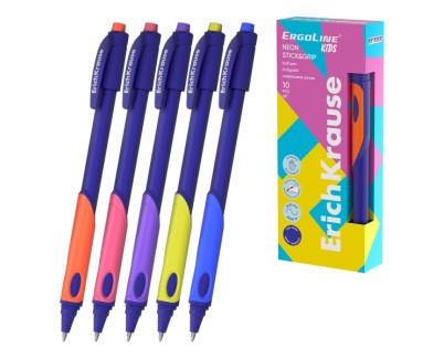 ErichKrause ErgoLine Kids Boligrafo Retractil - Ergonomico para Zurdos - Tinta Azul - Trazo 0.25mm - Colores Surtidos