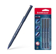 Erichkrause F-15 Pack de 3 Rotuladores Punta Fina - Trazo de 0.6mm - Clip Metalico - Color Negro, Azul y Rojo