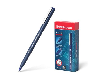 Erichkrause F-15 Rotulador Punta Fina - Trazo de 0.6mm - Clip Metalico - Color Azul